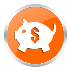 piggy bank orange glossy icon