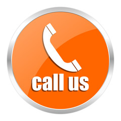 call us orange glossy icon