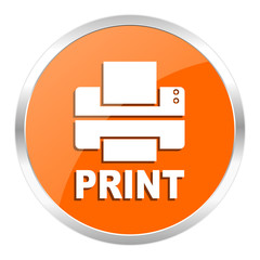 printer orange glossy icon