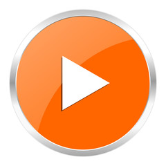 play orange glossy icon