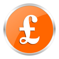 pound orange glossy icon
