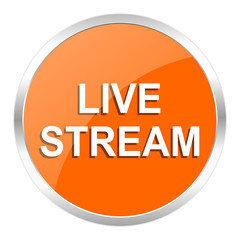 Fototapeta premium live stream orange glossy icon
