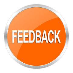 feedback orange glossy icon