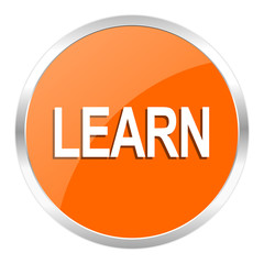 learn orange glossy icon