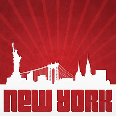 Poster with silhouette of  New York - 64803782