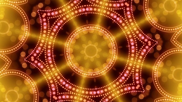 loop background, abstract kaleidoscope motion, yellow