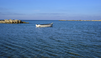 Boat drifting on sea