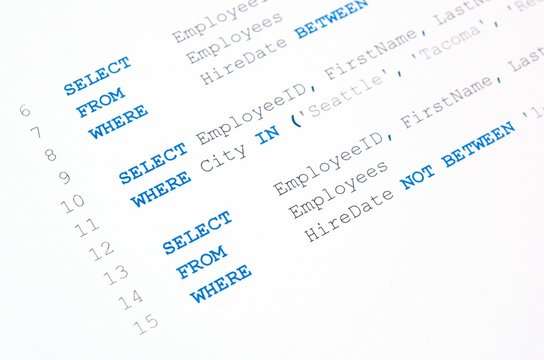 Code of SQL syntax on white background