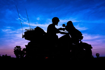Fototapeta na wymiar Motorcycle on twiligh time
