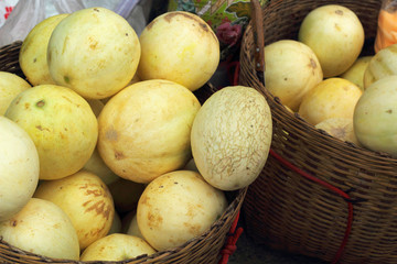 yellow cantaloupe - asia fruit in the market