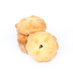 Mix fruit cookies in stack isolated