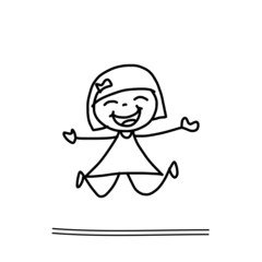 Fototapeta premium hand drawing cartoon happy kids