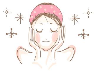 スキンケア中の女性