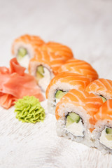 Salmon sushi with philadelphia cheese