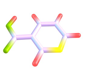 Niacin (B3) molecular structure on white background