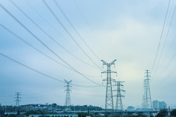 high voltage transmission pylon background