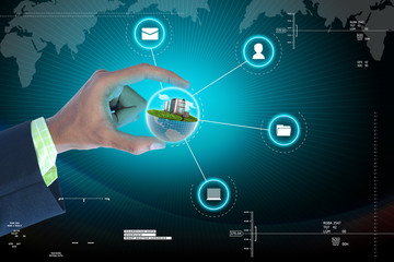 Smart hand showing Ecology concept