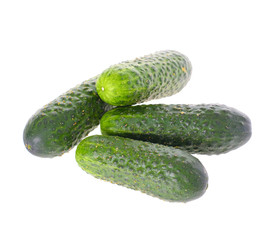 Fresh green cucumber isolated on white background