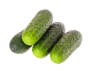 Fresh green cucumber isolated on white background