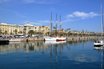 Barcelona - the sea and palm trees