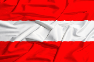 Austria flag on a silk drape waving
