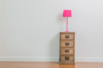 Lamp on bedside table