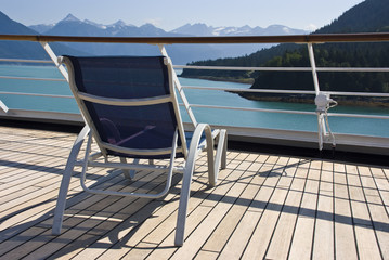 Fototapeta na wymiar Alaska - Enjoy Haines - Relaxing On The Deck Of The Cruise Ship