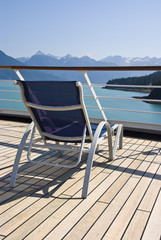 Fototapeta na wymiar Alaska - Enjoy Haines - Relaxing On The Deck Of The Cruise Ship