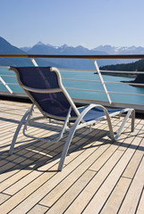Fototapeta na wymiar Alaska - Haines - Relaxing On The Deck Of The Cruise Ship