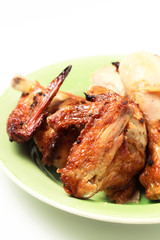 Grilled chicken wing and drumstick