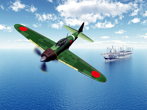 Fighter Bomber and Aircraft Carrier from the second world war