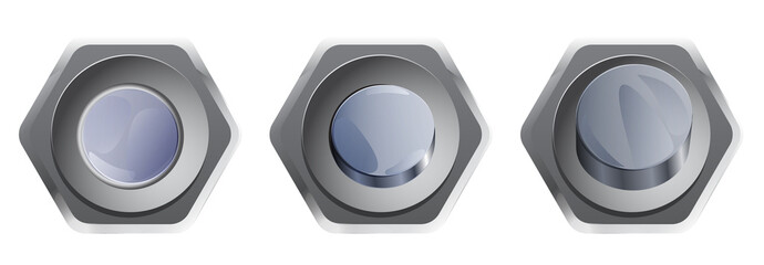 Set of silver buttons for webdesign