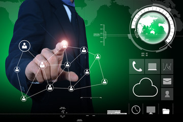 Businessman presenting global network media concept