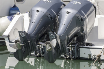 Pair of outboard engines in blue chrome color - find more in my porfolio
