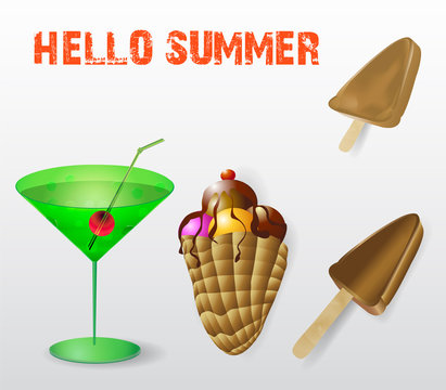 Refreshing summer drink with ice cream