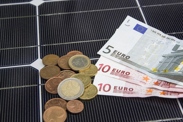 Solarzelle Euroscheine Münzen