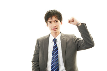 ガッツポーズのビジネスマン