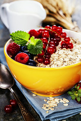 Breakfast with oats and berries