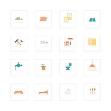 Home and material icons set