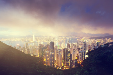 Fototapeta na wymiar Hong Kong island from Victoria's Peak