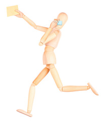 wooden Dummy with mail and mobile phone