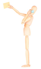 wooden Dummy with mail and mobile phone