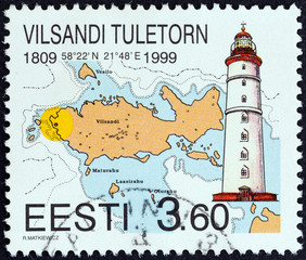 Vilsandi Lighthouse and nautical chart (Estonia 1999)