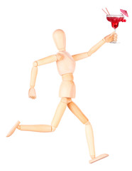 wooden Dummy with alcohol cocktail