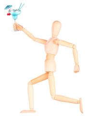 wooden Dummy with alcohol cocktail