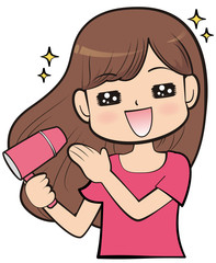 ドライヤーをかける女性