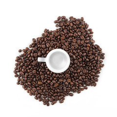 Coffee cup with coffee beans
