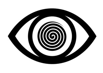 Eye icon vector with spiral effect in black and white