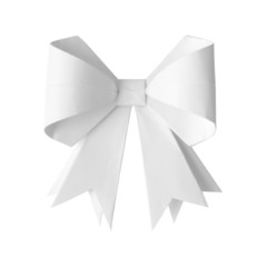 Bow white paper on white background. clipping paths.