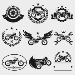 Motorcycles labels and icons set. Vector